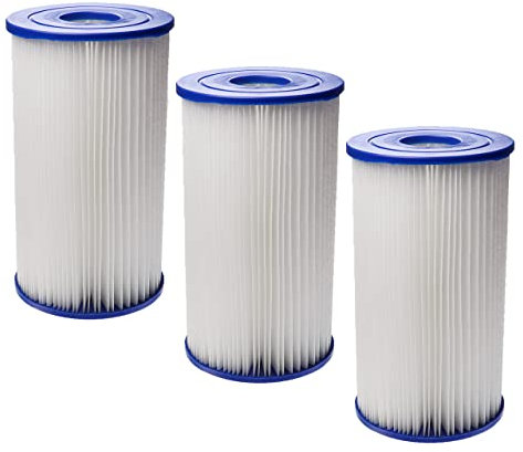 vhbw 3X Cartouches filtrantes Remplacement pour Bestway 58221, 58095, Type 4, Type IV pour Piscine Pompe de Filtration, Filtre à Eau Blanc/Bleu