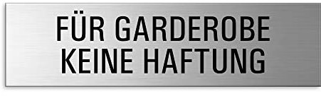 Schild Für Garderobe keine Haftung 150x40 mm Türschild aus Aluminium horizontal gebürstet Edelstahloptik selbstklebend 57521-K