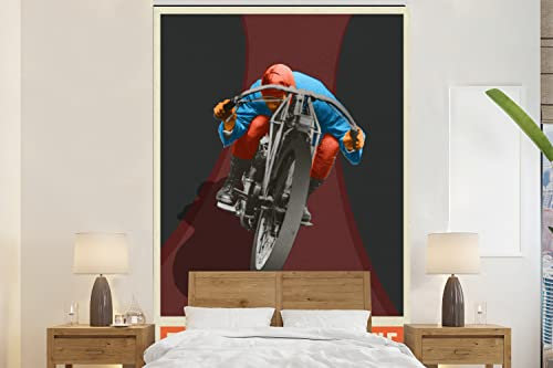 Selbstklebend Tapete Wandpapier Wandaufkleber Fototapete Tapeten Wanddeko 155x240 cm Mancave - Motor - Vintage - Zeichnung