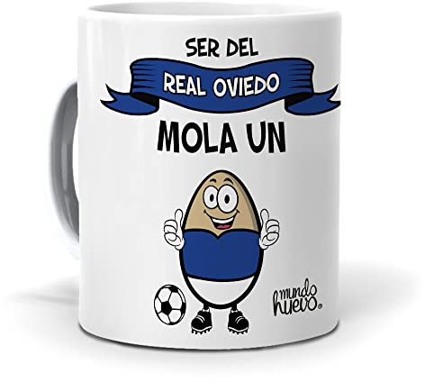 Tazas para Regalo Futbolero | Ser del Real Oviedo Mola un Huevo | Idea de Regalo Para Papá o Fanáticos del Fútbol | Frase Especial de Fútbol | Taza de Café, Té o Infusiones | Capacidad 350 ML