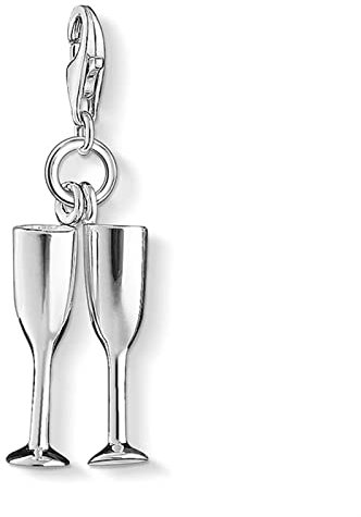 Champagne Glasses Charms, 925 Sterling Silver Charms Pendant Cheers Gift For Women Men Fit Bracelet Necklace Bag