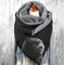 Damen Dreieckschal,Winter Warm Schal mit Knopf Vintage Elegant Lässige Winterschal Deckenschal Halstuch Scarf Weicher Wickel Großer Poncho Cape Herbstschal Dreieckstuch Lange Stola,Eule #3