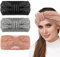 Stirnband Damen Winter 3 Stück Gestrickte Haarreifen Elastisches Haarband Kosmetik Gestrickt Ohrenwärmer Stirnband Damen Mädchen für Outdoor Sport Skifahren Laufen Workout（Schwarz Pink Grau）