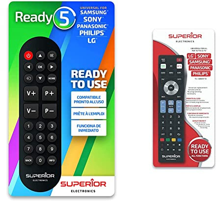 Superior Ready 5 - Telecomando universale autoapprendente compatibile- Subito pronto per LG/SAMSUNG/SONY/PANASONIC/PHILIPS & SUPTRB019 Ready5 Smart- Telecomando universale