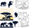 BENECREAT 2 Styles Elefanten-Silhouette-Muster Kohlenstoffstahl-Stanzformen, Freundschaftsrahmen-Hintergrund-Prägeschablone Für Die Herstellung von Foto-Dekorpapier-Scrapbooking, 0.08 cm Dick