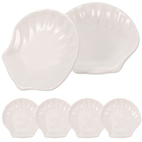 CALLARON 6st Muschel Servierschale Keramikschale Muschel Sushiteller Aus Keramik Gewürzgerichte Schale Aus Keramik Untertassen Gerichte Mit Dip-Sauce Platten Snack-Platte Lebensmittel Weiß