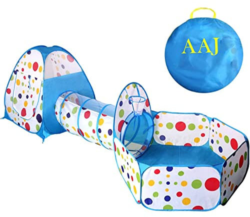 AAJ Kids Play Tent and Tunnel | Garden Playhouse Tent for Boys Girls Indoor-outdoor | 3 in 1 Pop Up Tents Ball Pit | Carrying bag | Ball Not Included