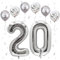 VUCDXOP Silber Luftballon 20, XXL Riesige Geburtstag Ballon 20, 40 - 101cm Ballon Zahl Deko Folienballon Zahlen 0 & 2, Geburtstagsdeko Jubiläum Party Deko, Fliegt mit Helium (Nummer 20)