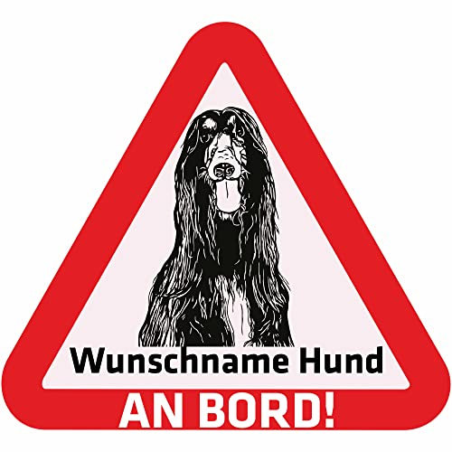 Indigos UG - Namensaufkleber Hund - Afghanischer Windhund - Aufkleber mit Namen & Wunschtext - individuell personalisiert - Auto - Motorrad - LKW