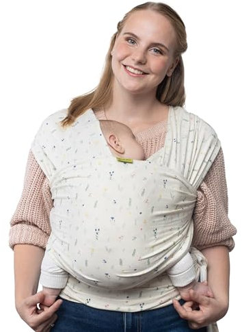 Boba Wrap - Fascia Elastica Porta Bebè Neonato, Portabimbo Facile dalla nascita a 15kg (Serenity Achillea)