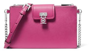 Michael Kors Ruby - Borsa a tracolla piccola con doppia zip, taglia unica, fucsia scuro, Borsa a tracolla