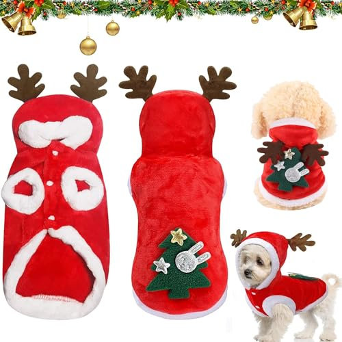 Weihnachten Haustier Kleidung, Hundekostüm Weihnachte, Haustier-Elch-Weihnachtskostüm, Weihnachten Katzen Kleidung, Pet Hoodies warme Hundemantel für Katzen Hunde Schnauzer Teddy Pudel Chihuahua (M)