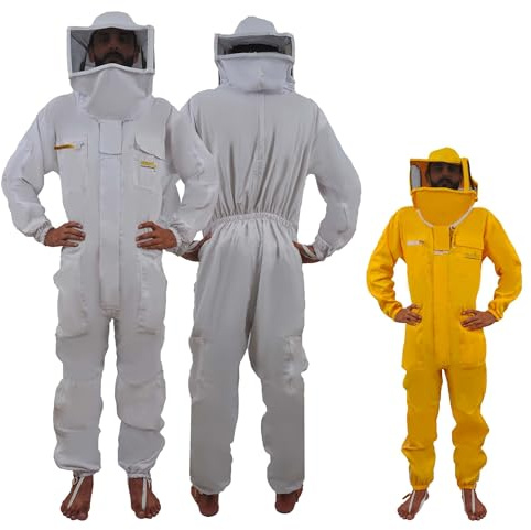 Urbansbee Imkeranzug Baumwolle mit Quadratischer Hut, Fechtschleier für Bienen, Schutzbekleidung für Imker, Stichschutz