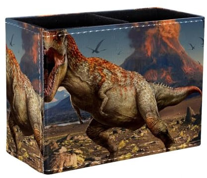 Eslifey Pot à crayons carré pour bureau, pot à crayons en forme de dinosaure, pot à stylos, pinceaux de maquillage, support d'affichage de bureau, organisateur de papeterie pour la maison, le bureau,