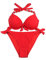 EONAR Damen Seitlich Gebunden Bikini Sets Abnehmbar Bademode Push up Bikinioberteil mit Nackenträger(XL,Red)