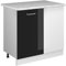 Vicco Eckschrank R-Line, Schwarz Hochglanz/Weiß, 86 cm mit Tür, mit Arbeitsplatte