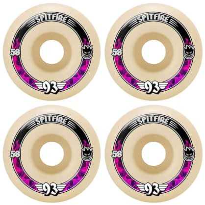 Spitfire Ruedas Skate de Monopatín de 58 mm F4 Deslizadores Suaves 93A Radiales Naturales