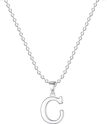 Damen Halskette mit Buchstaben Anhänger C Silber Initialien Kette Edelstahl Buchstabenketten Personalisiere Silber Y Kette für Frauen Mädche