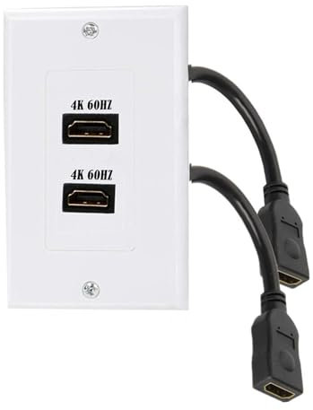 Wallplate for Large Connectors, 2 Ports HD Multimedia Interface, 2.0 Wall Plate 4K 60Hz 18Gbps HD Multimedia Interface Wall Plate Socket with HD Cable