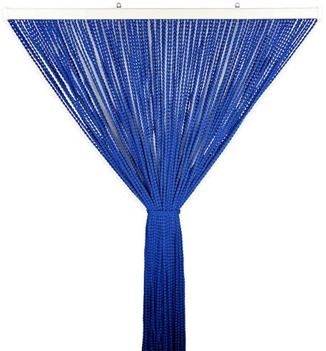 Tata Home Tenda Antimosche Catenelle Perline di Stoffa Morbide per Porta Finestra Moschiera a Pannello Susy 120x220 cm Colore Blu