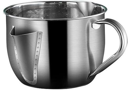 GRADENEVE Soup Oil Separation Soup Cup Grease Filtering Cup Bacon Grease Container with Strainer Grease Separator Can Grease Can Stainless Gravy Boat Grease Filtering Pot Oil Filter Pot