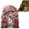 Generisch Miniaturtür, Feentür für Wand, Elfentür aus, Gartenskulptur, Elfen-Feengarten-Kunsttüren, Gartenornamente, Miniatur-Feen-Wohndekoration für Bäume im Freien