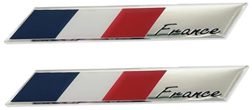 Autocollants Drapeau France Français 2PCS 3D Drapeau National France Autocollants De Voiture De Logo Voiture en Métal pour Voitures Casque Moto 3, 9x2 Pouces Style 2