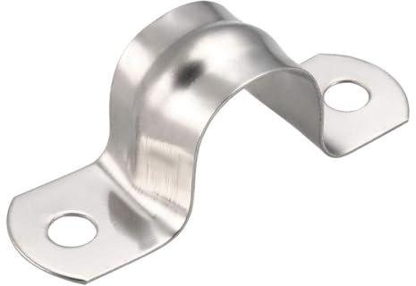 TA-VIGOR 10Pcs Rigid Pipe Straps, 20mm 2 Holes Stainless Steel Tension Tube Clip Clamp, Heavy Duty Conduit Clamps for Pipe Tube Wire Fixing, Laying Plumbing, Electricity, Exhaust