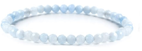 RUBY Perlenarmband Damen Echtes Naturstein Armband Hochwertiges 4mm Edelstein Armband aus facettierte, Aquamarin Armband - Inklusive Geschenkbox