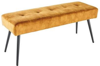Riess Ambiente Design Sitzbank Boutique 100cm senfgelb Samt Schwarze Metallbeine Samtbank Flurbank Sitzbank Polsterbank Wohnzimmerbank Bank Beistellbank