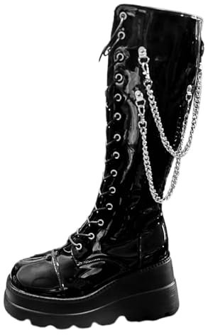 WKAYsIV Stivali-Donna-Pelle Stivali Alti alla Coscia da Donna, Stivali Lunghi sopra Il Ginocchio in Pelle Scamosciata Elasticizzata da Donna Stivali Alti Neri 42 49.99