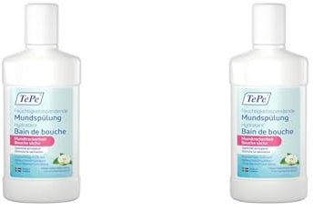 TePe Feuchtigkeitsspendende Mundspülung bei Mundtrockenheit, milder Apfel-Minzgeschmack, fluoridhaltige Mundspülung, die das Gefühl von Mundtrockenheit mindert (Packung mit 2)