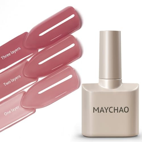 MAYCHAO 15ML Gel Nail Polish, Lady Rose Jelly Gel Nail Polish Soak Off UV LED Nail Varnish Nail Art Starter Manicure Salon DIY at Home, 0.5 OZ