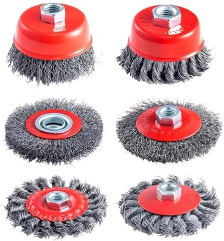 MPXEAVG 6 Stück Drahtbürste Flex, Drahtbürste Winkelschleifer, M14 Topfbürste Winkelschleifer, Drahtbürste Flex für Winkelschleifer Set 75mm und 100mm
