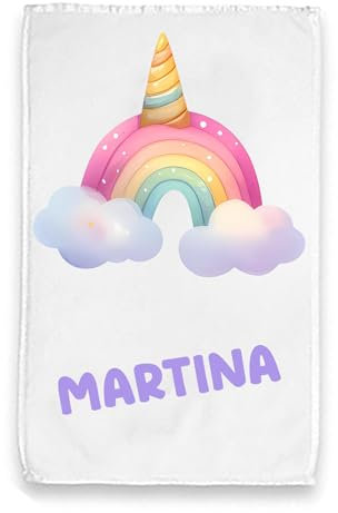 Mr. Gadgets Personalisiertes Handtuch mit Namen - Badetücher personalisiert - 30 x 50 cm - (Regenbogen)
