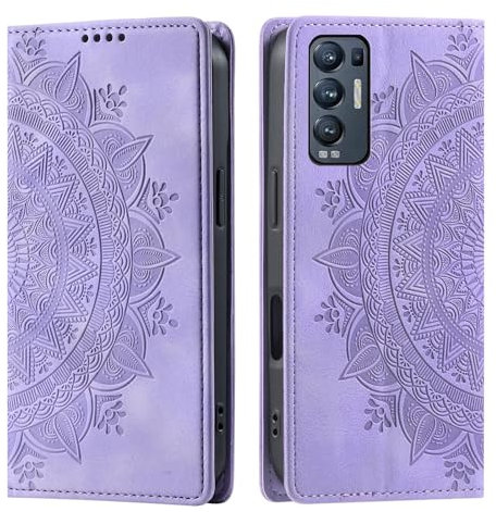 CASEONJAN Cover per Oppo Find X3 Neo 5G, Pelle PU Custodia a portafoglio con scomparti per Slot Schede, Antiurto Flip Caso Cover per Oppo Find X3 Neo 5G (Vintage Viola)