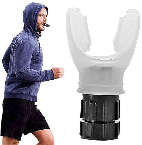 KFGJ Hypoxie Trainingsgerät Lungentrainer Sport Lunge Atemtrainer Ein- und Ausatmen Max Atemwiderstand Erhöhen Cardio A Ausdauer (Schwarz-Weiß)