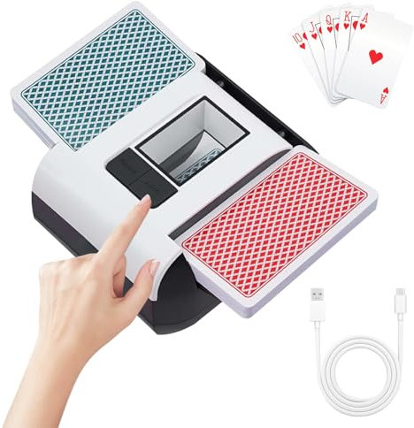 OBEST Kartenmischer Elektrische für 1–2 Decks,Automatischer Mischmaschine Karten mit 2000mAh Wiederaufladbarer Geräuscharm kartenmischgerät für UNO Skip BO Kartenspiel Poker Phase10