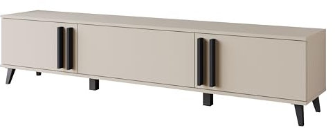 Meuble TV Helsinki 180 cm, meuble TV, style moderne scandinave, pieds hauts, couleurs différentes (beige Congo)