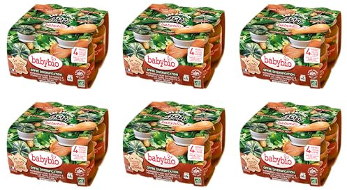 Babybio Multipack Mes premiers Légumes - 100% des Fermes - BIO - 4+ mois - 4x130g - Lot de 6