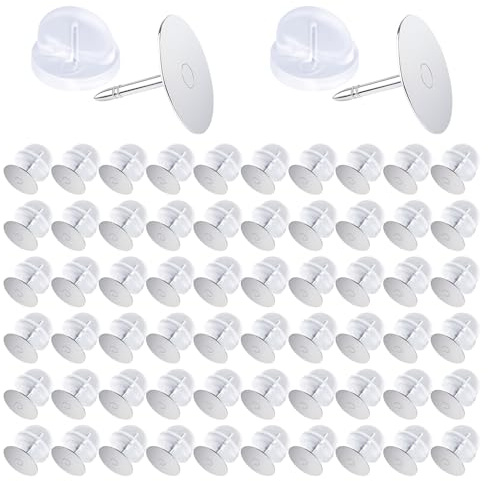 50 Paar Gummi-Schmetterlings-Clutch-Verschlüsse–Ersatz für blanke Anstecknadel-Verschlüsse,Ersatz für Krawattennadel-Halter mit Emaille,blanke Anstecknadeln,Emaille-Anstecknadeln