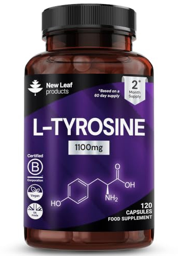 L-Tyrosine Supplement 1100mg - Free Form Amino Acid - 120 Vegan Capsules - Fermented High Strength L Tyrosine Supplement - No Artificial Preservatives
