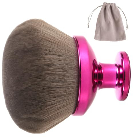 Extra Großer Körper Make-up Pinsel für Selbstbräuner, 90 mm Breiter Ovaler Kabuki-Pinsel mit Breiter Spitze Bronzer-Misch Applikator mit Kordelzugbeutel für Gesicht Hals Rücken Beine (Lila)