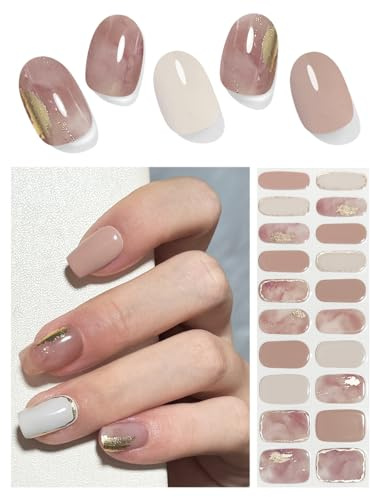 UV Nagelfolien Selbstklebend,20pcs Brauner Marmor Gel Nagelfolie für Nagel DIY zu Hause