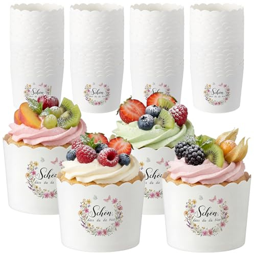 Faccito 150 Stück Muffinförmchen Papier Taufe Konfirmation Kommunion | Mini Muffin Papierförmchen Schön Dass Du Da Bist Cupcake Förmchen Kuchen Formen Taufgeschenk für Gäste Firmung Hochzeit