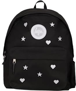 hype Rucksack für Schule, Uni, Freizeit, Arbeit, Wandern, für Kinder, Jungen, Mädchen, Teenager, Männer und Frauen, Schwarzer Chrom-Anhänger, Eine Größe, Casual