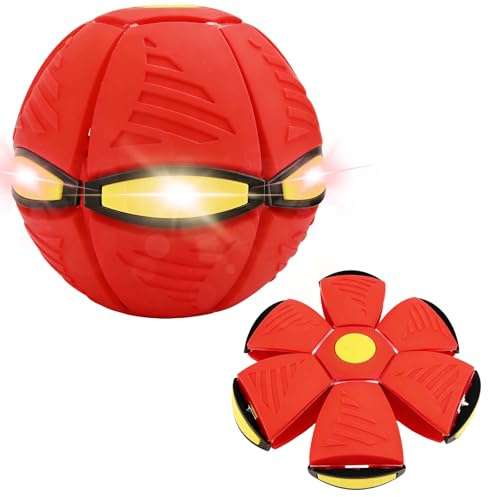 CutitiUU Magic Bouncing Ball,Magic Flying Saucer Bouncy Ball,Family and Pet Interactive Toys, Magic Flying Saucer, Magical Pop Up Metaball with 6 Light,Dual Form Freely Switchable (Red)