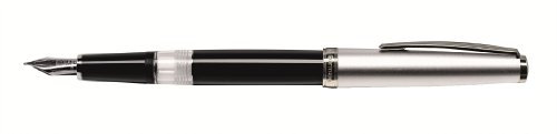 CLEO Classic Metall schwarz +++ Kolben-Füllfederhalter, HOCHWERTIGE FEDER (F) +++ palladinierte Zierringe und Clip +++ HAND MADE IN GERMANY