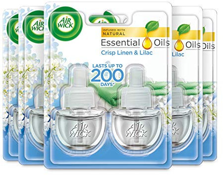 Air Wick Electrical Plug In Air Freshener Refill Crisp Linen and Lilac 2 x 17ml, Pack of 5 (Total 10 Refills)