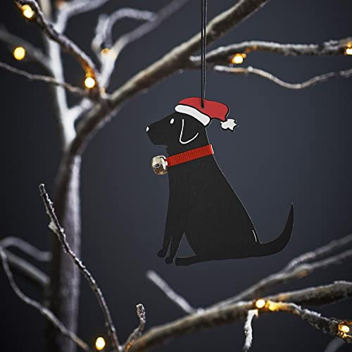 Sweet William Black Labrador Christmas Decoration, Wood, 10x10x0.5 cm